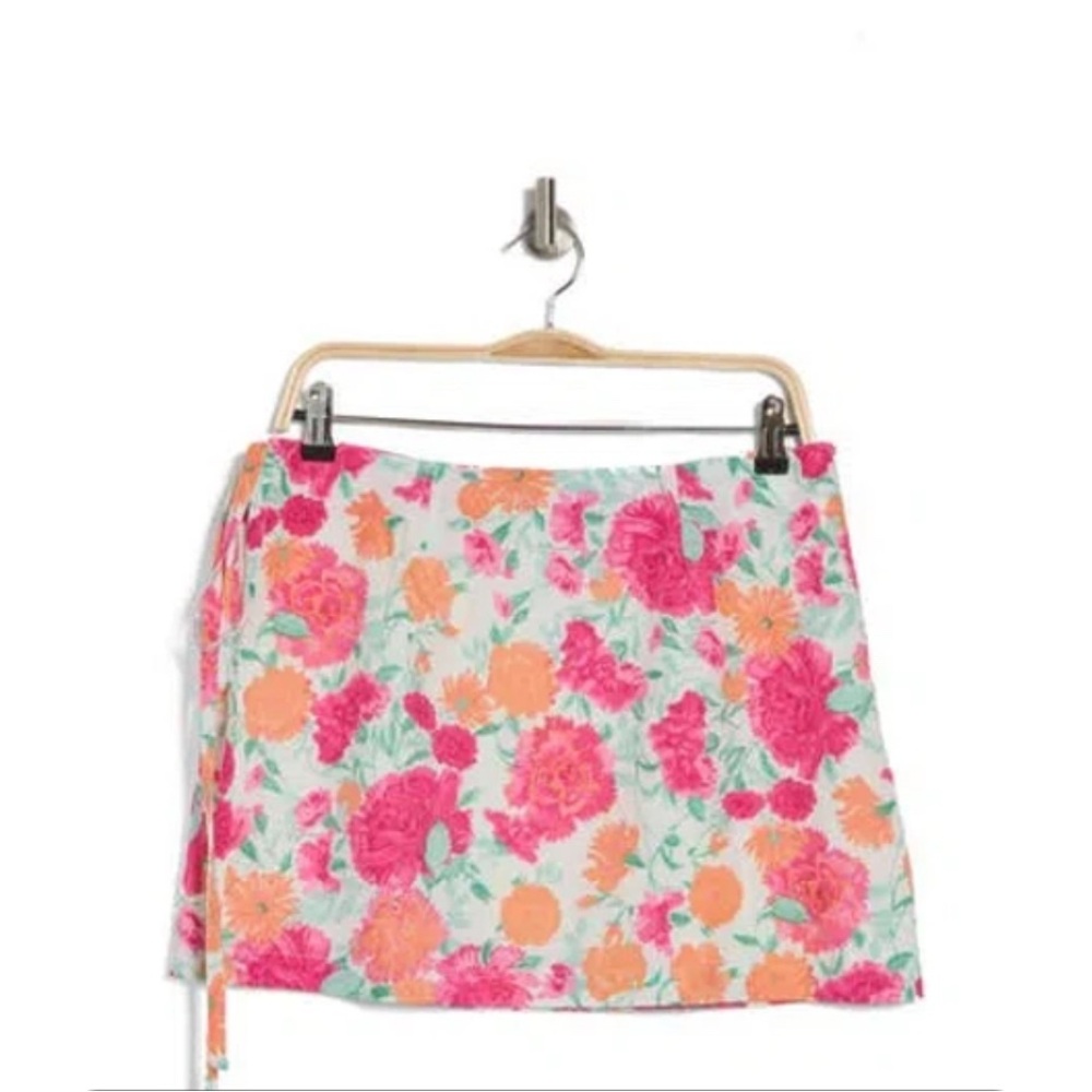 Floral Wrap Skirt - Pink and Orange